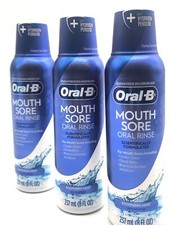 3 Oral-B Mouth Sore Oral Rinse Soothing Mint Special Care Mouthwash 8 oz Lot