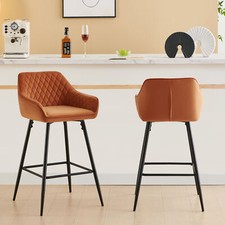 1/2X Bar Stools Velvet Metal Legs Breakfast Stools Kitchen Padded Chairs Home UK