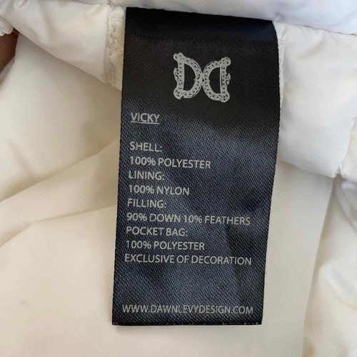 DAWN LEVY Coat Women Size Small White Premium Down Puffer Hooded Mid Length - Picture 11 of 12