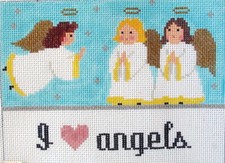 I Love Angels Hand Painted Needlepoint Canvas