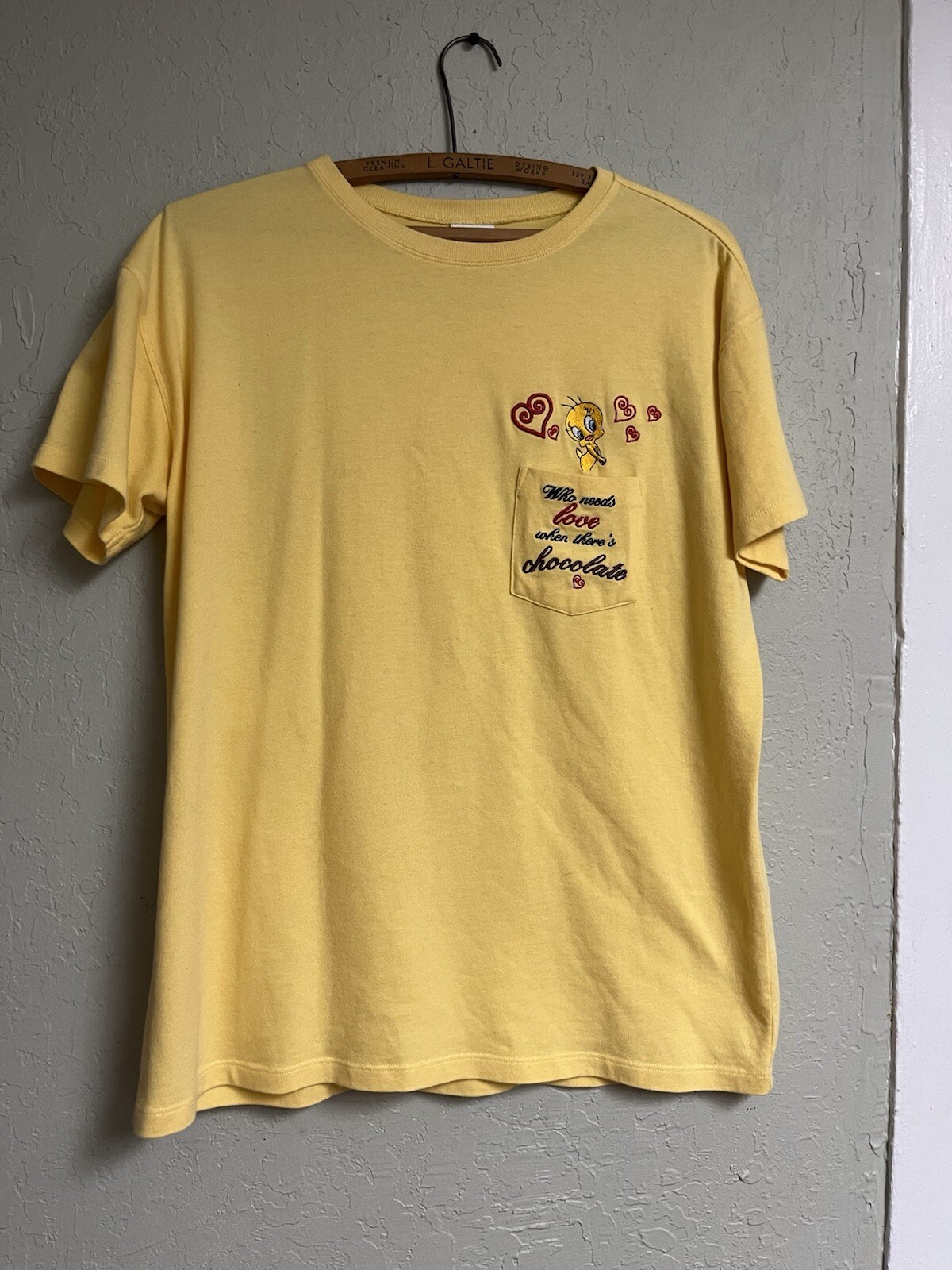 Vintage 1999 Warner Bros Looney Tunes Embroidered Bird Tee Size S