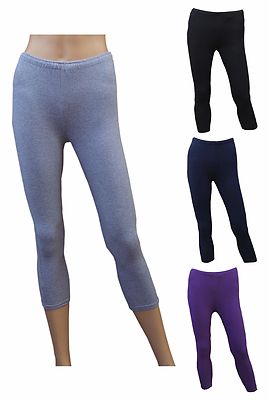 CHEX Baumwolle Lycra 3/4 Dreiviertel Leggings Schwarz Navy Damen Fitness Übung