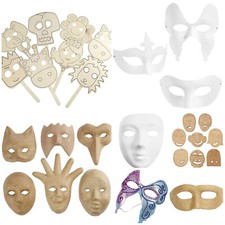 Face Masks Full Half Paper Mache Form Pressed Velour Finish Elastic Band Pick