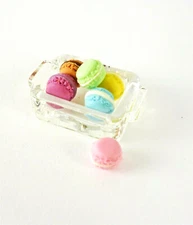  Dollhouse Miniature Bright Delights 6 Pastel Macarons in Glass Dish, K2757