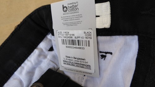 Boys Shorts Black Chino Adjustable Waist 2 Front & Back Pockets - Picture 10 of 12