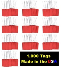 1000 pcs of 4 3/4" x 2 3/8" Size 5 Red Cardstock Hang Tag Tags with Wire 13 Pt