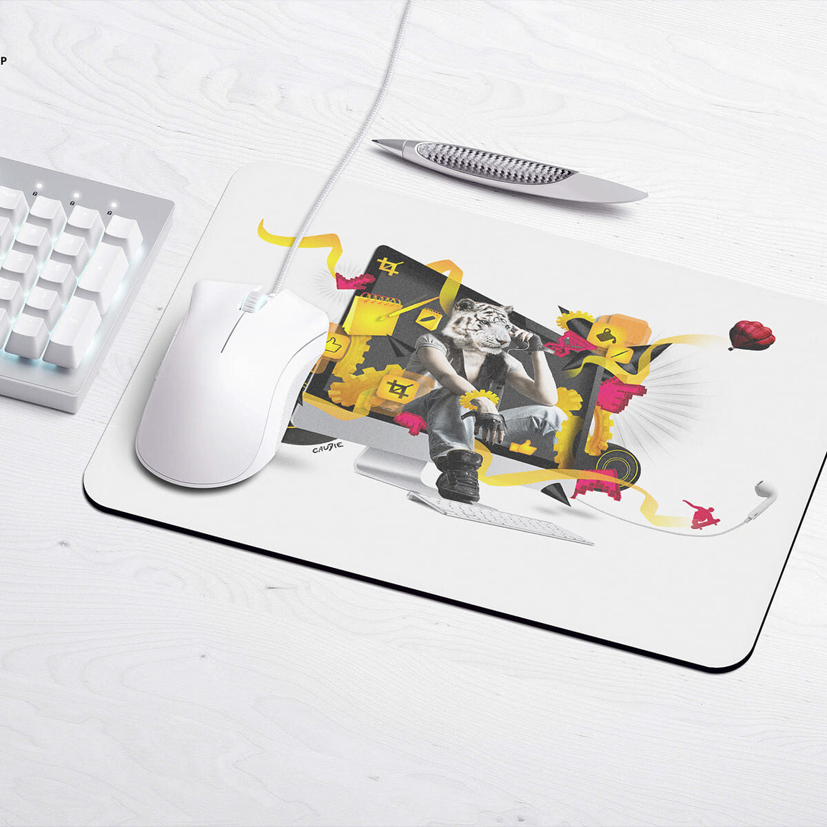 Tapis de souris gaming rectangulaire Instagram 33,5x25 cm en tissu noir
