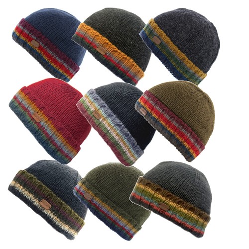 Kusan 100% Wool Turn Up Beanie Hat 