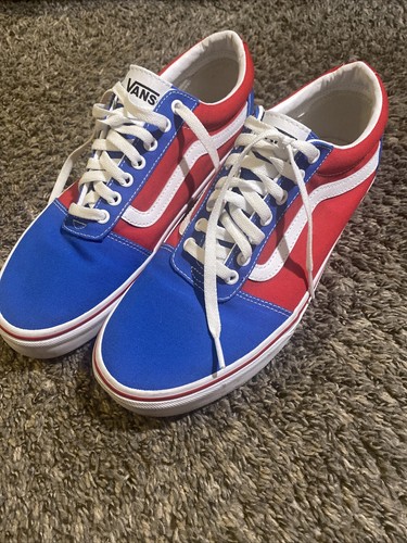 vans era red blue & yellow skate shoes