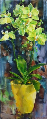 ORIGINAL Ölmalerei Malerei Kunst Orchidee Pflanze Gemälde Blumen Natur Art