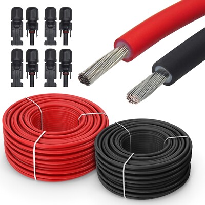 Solarkabel Solarleitung 4mm² 6mm² schwarz rot Solarstecker 4 Paar TÜV