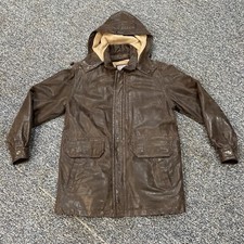 Parka giacca vintage Wilson’s uomo taglia M marrone pelle invecchiata lunghezza media auto
