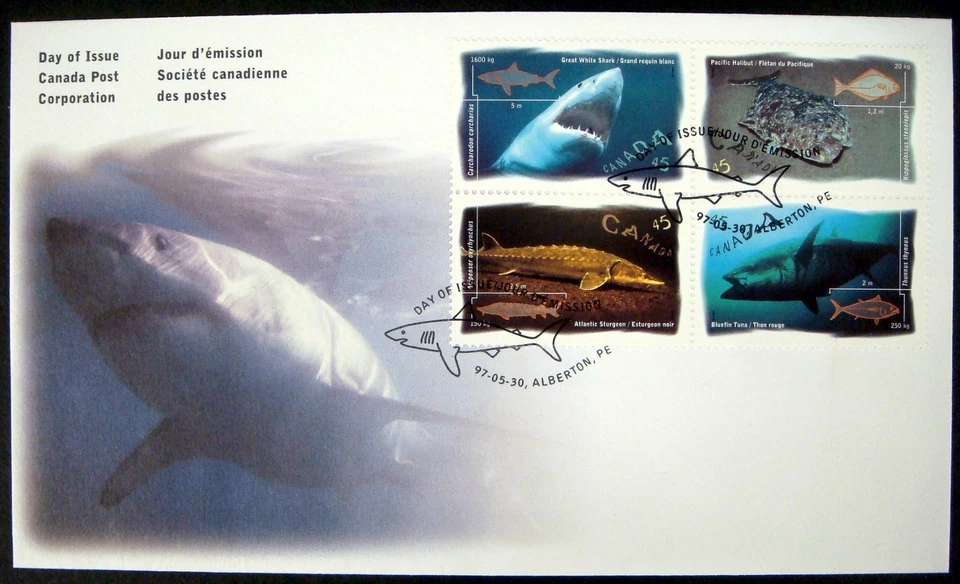 CANADA PACIFIC 97 OCEAN FISH FDC PRESENTATION PACK STAMPS MARINE LIFE SHARK TUNA - Image 2 of 4