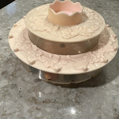 Vintage Pink Lazy Susan Carousel Sewing Caddy with Thread Spool Organizer