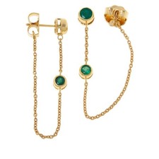Natural Zambian Emerald Bezel Drop Earrings Gold Over Sterling Silver 925