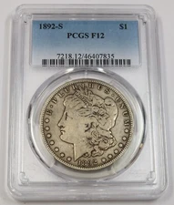 1892 S PCGS F12 | Silver Morgan Dollar - $1 US Coin #41511A