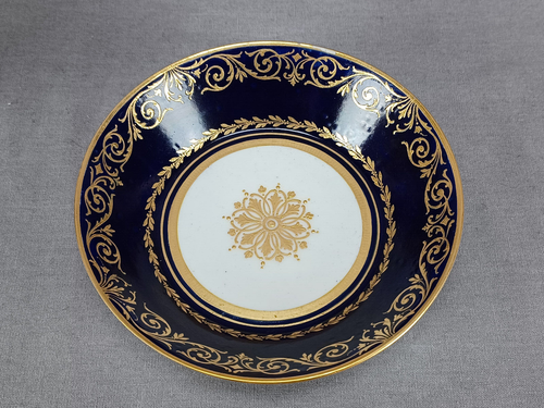 19th Century Sevres Style Lady & Cherub Raised Gold & Cobalt Coffee Cup & Saucer - Picture 7 of 15