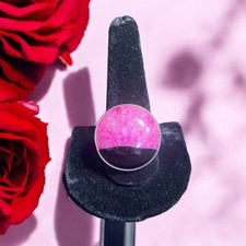 Handcrafted Pink  Black Sterling Silver Statement Ring Artistic Gift Modern