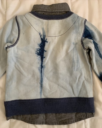 NEW TAGS OSHKOSH GENUINE KIDS BOY 18 MONTHS BLUE TYE DYE/DENIM ACCENTS 2FER TOP - Picture 12 of 12