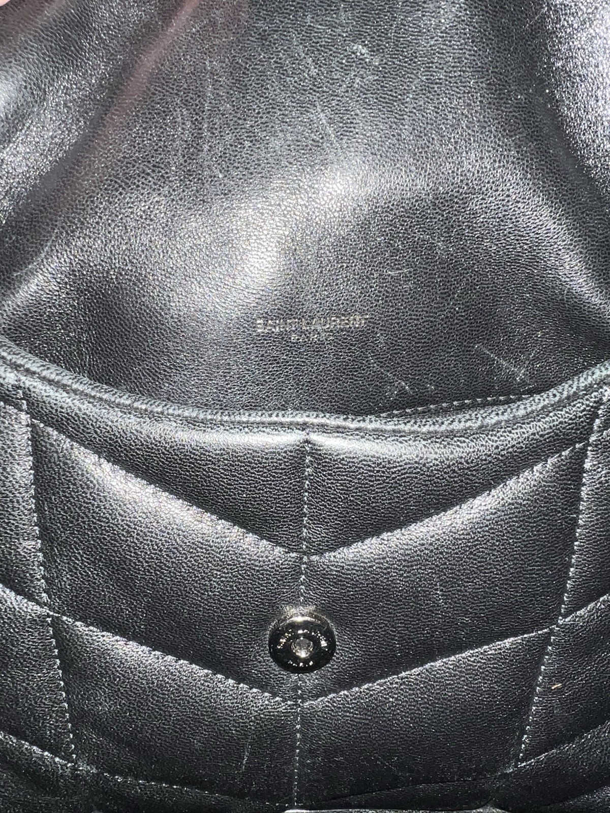 Borsa a tracolla giocattolo Saint Laurent LouLou Puffer in pelle trapuntata nera