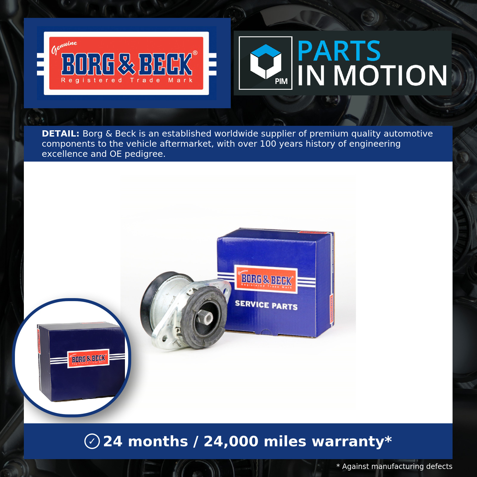 Engine Mount Upper Right BEM3224 Borg & Beck Mounting 184458 184466 Quality New