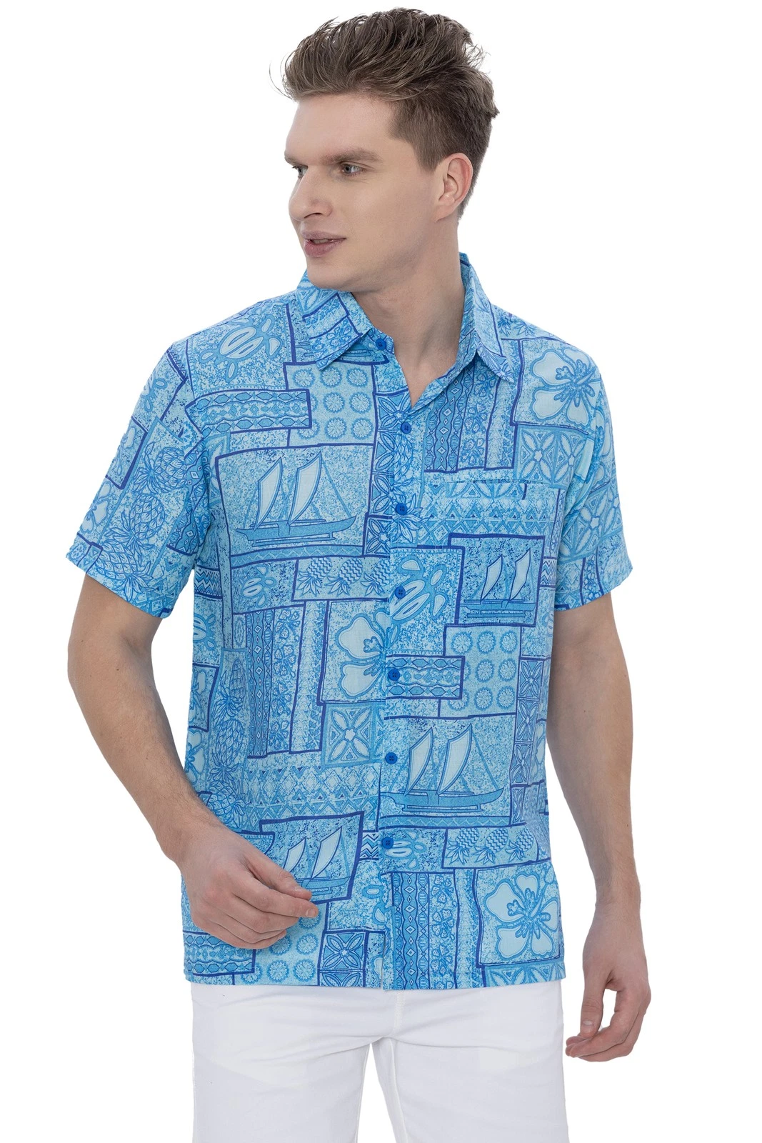 HAPPY BAY Men's Hawaiian Shirt Fashion Button Down Short Sleeves Holidays Aloha