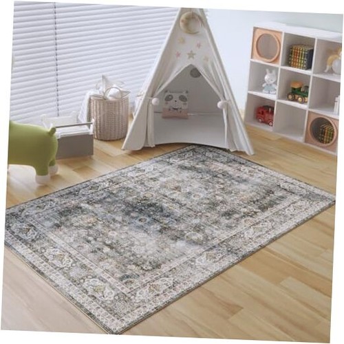 Bedroom Rug 3x5 Rug Washable Area Rug Non Slip Low Pile Small Carpet for