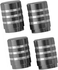 Charcoal Machined Aluminum Billet Tire Wheel Valve Stem Air Caps - Set4