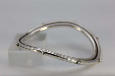 Vintage Ed Levin Sterling Silver 925 Wavy Beaded Bracelet - ~7 inch 21 g