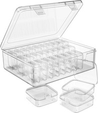 Bead Organizer Box 30 Mini Clear Storage Containers for Jewelry with Hinged Lid.