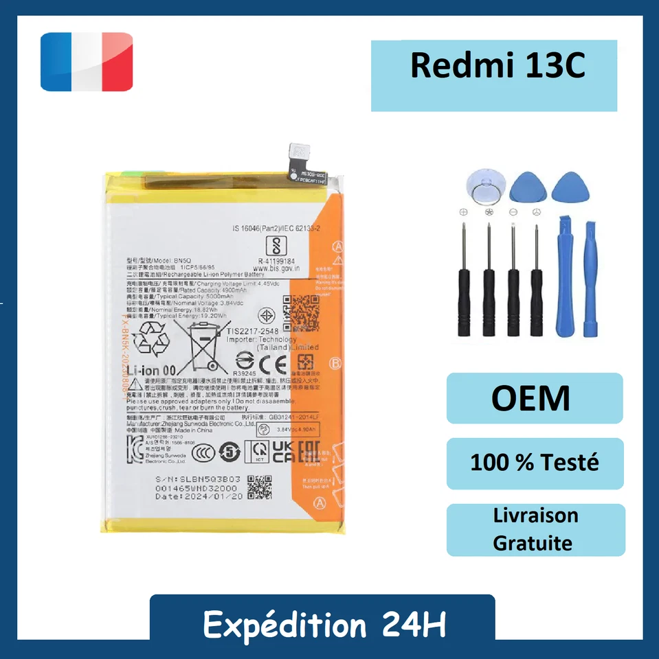 Batterie Xiaomi Redmi 13C + Outils