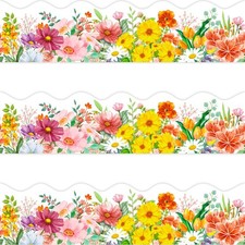 72 Feet Watercolor Flower Die-Cut Bulletin Board Borders for Spring Summer Cl...