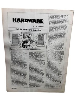 Hi-Fi TV Comes to America Vintage 1979 Audio Hardware Tech Article