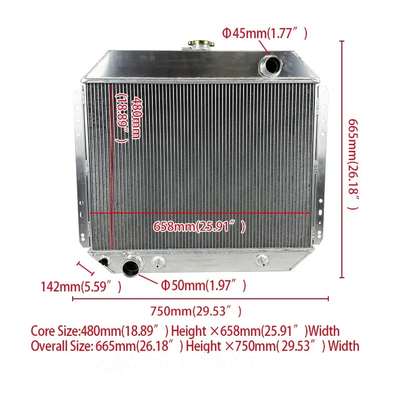 Radiador de aluminio de 3 filas para 68-79 Ford Serie F F100 F150 F250 F350 78-79 Bronco Foto 2 de 4