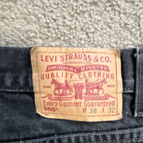 Levi's Black Regular Fit Straight Leg Cotton Denim Jeans 500 Series Men's - Picture 3 of 4