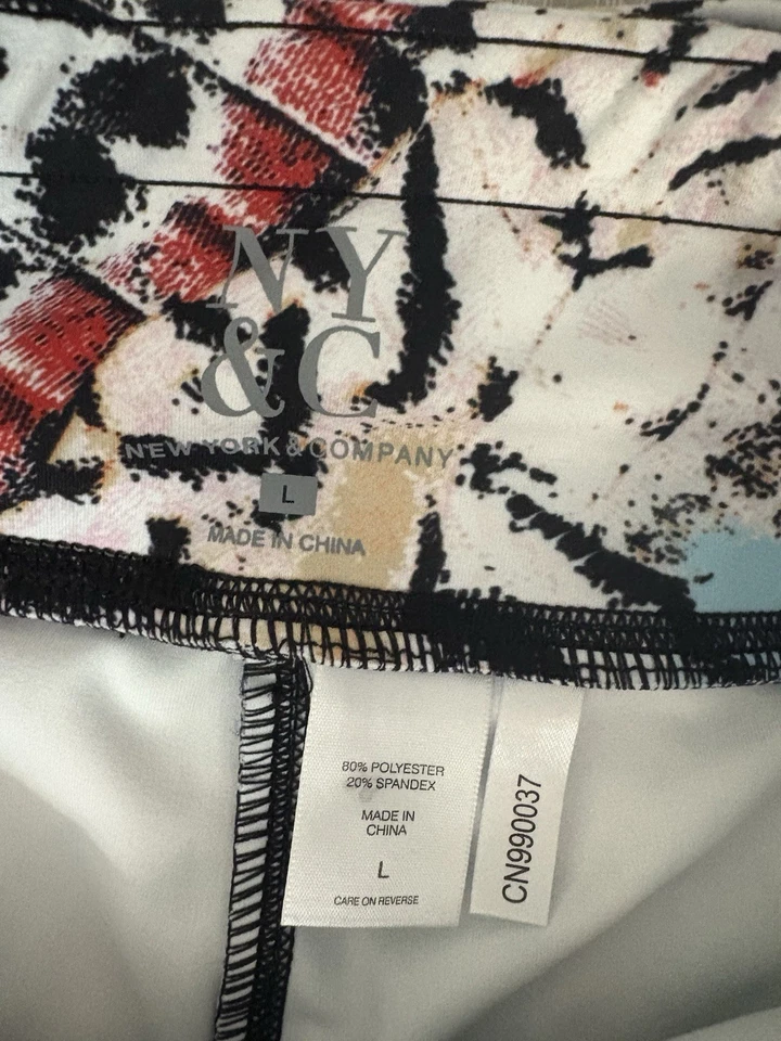 Леггинсы женские NY & Co большие черные красные средняя посадка задний карман для йоги повседневные активные - Изображение 2 из 4