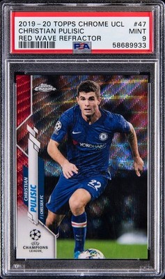 2019-20 Topps Chrome UCL  Christian Pulisic #47 Red Wave Refractor /10 PSA 9