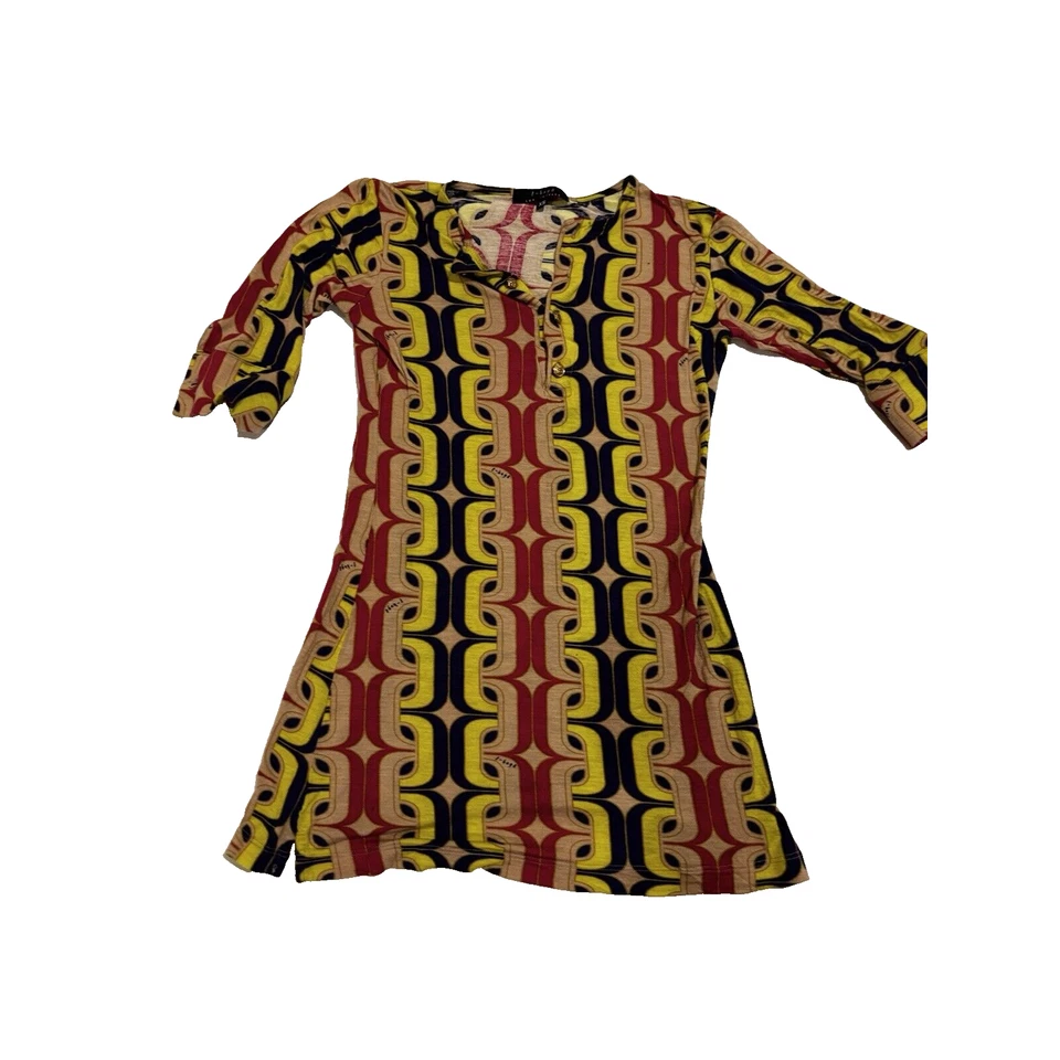 T 包洛杉矶 Y2K 女式绿色粉红色黑色迷你礼服上衣,尺寸 Xs 迪斯科复古 — 第 2/4 张图片