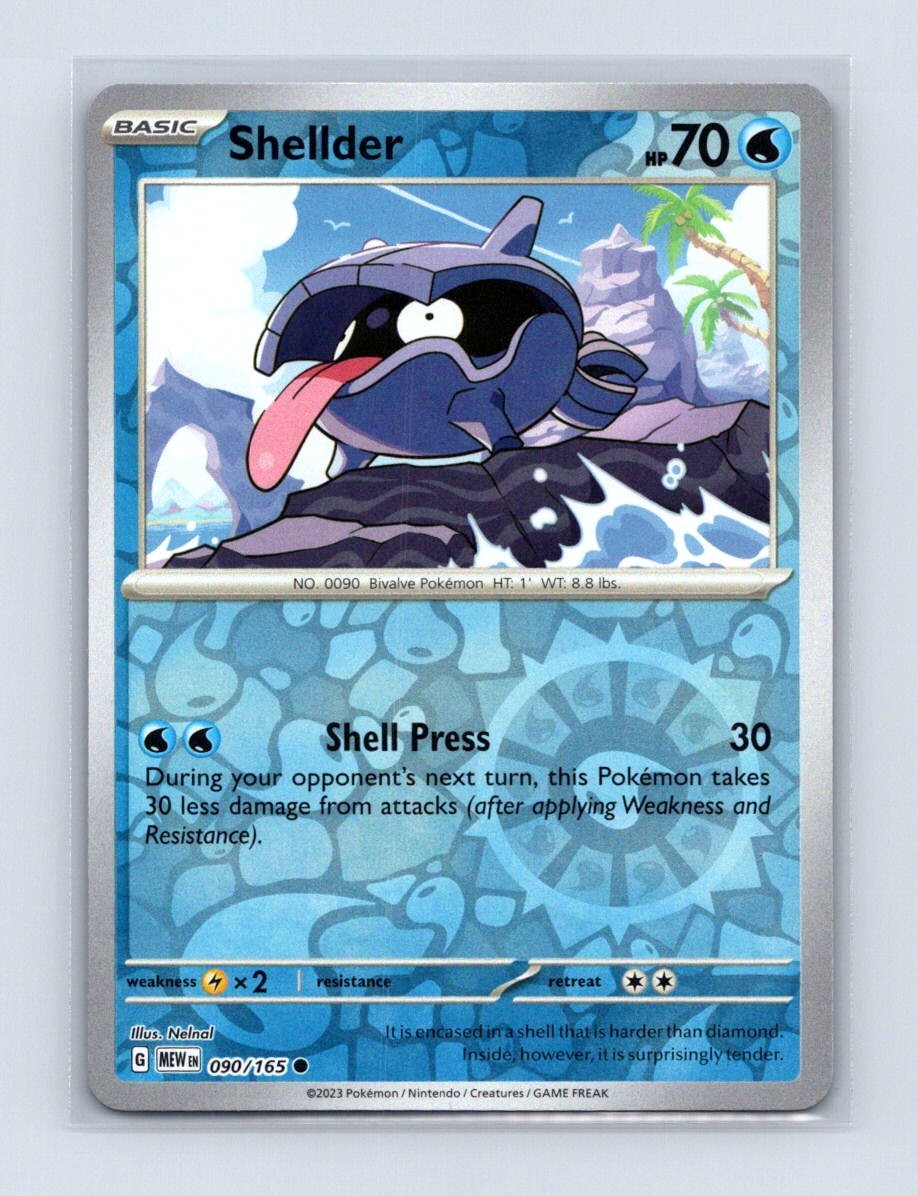 Shellder 090/165 Common 151 Pokemon Reverse Holo Near Mint