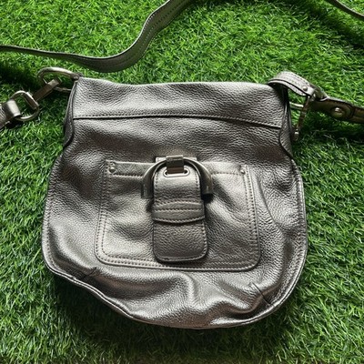 B. Makowsky Pewter Leather Westbourn Crossbody Bag Excellent Condition
