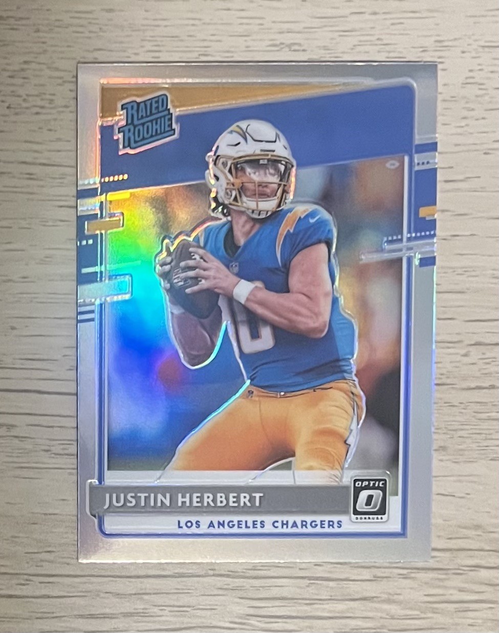 2020 Donruss Optic Justin Herbert RC Rated Rookie Silver Holo Prizm #153 
