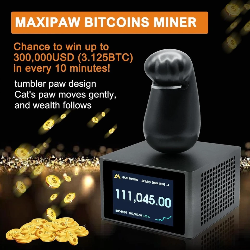 Maxi Paw Bitcoins Miner 1TH/s Solo Lottery Miner SHA-256 WiFi 2.4G Asic miner - Image 3 of 4