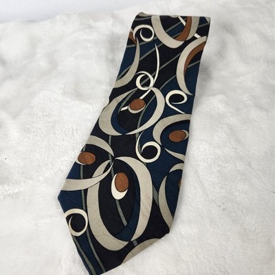 Cellini Collection Men's Necktie All Silk Abstract Multicolor Vintage 57'' X 4''