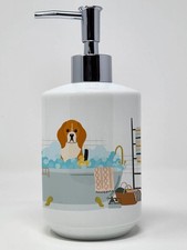 Tricolor Beagle in Bathtub Ceramic Soap Dispenser Hand Soap Dispenser Pump