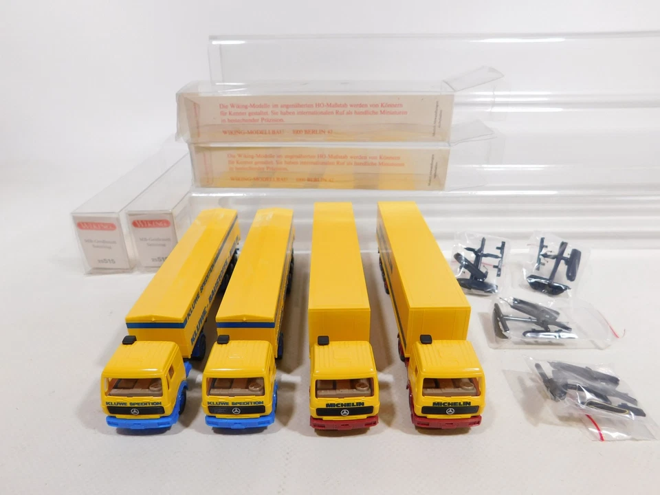 4X Wiking H0 1:87 LKW MB: 25 515 Kluwe + 24 542/2 Michelin Mint + Box #CZ78-0,5 - Immagine 4 di 4