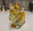 MOSSER Glass SCOTTIE DOG in Honey Amber CARNIVAL from 2000's w/ Sticker — photo 2