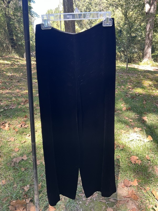 Ann Taylor Women’s Size 2 Velvet Black Wide Leg Rayon Silk Blend Pant Side Zip