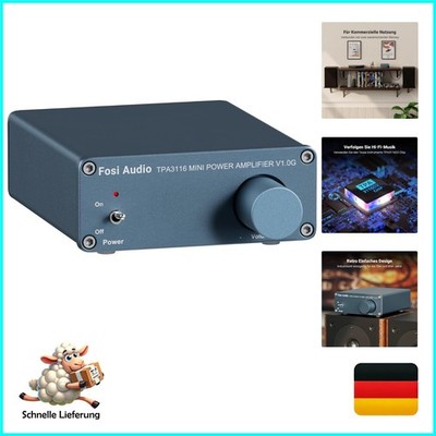 Fosi Audio V1.0G Mini Stereo Verstärker 50W x2 Class D HiFi Verstärker für pa...