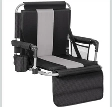 ALPHA CAMP Portable Folding Stadium Seat Bleacher Chair with Back Pad Cup Holder