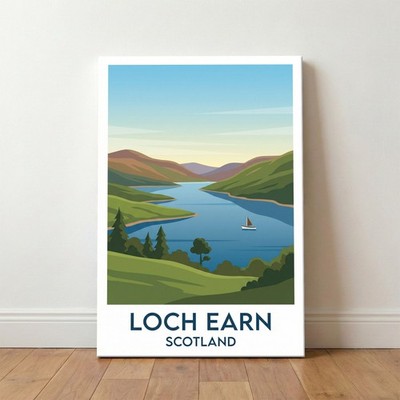 Loch Earn, Schottland Reise Poster Giclée Leinwandbild